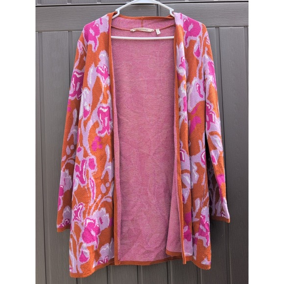 SOFT SURROUNDINGS Lelie Cardigan Sweater Soft Cotton Blend Orange‎ Pink Size XS - Picture 2 of 5